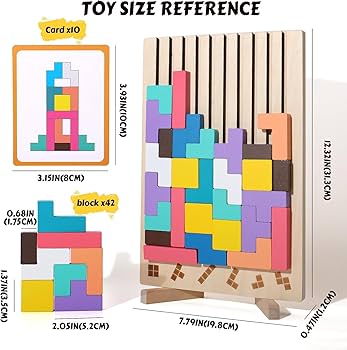 Colorful Wooden Tangram Tetris Puzzle