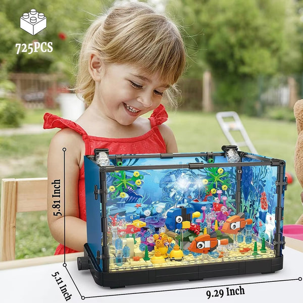🐠 Ocean Fish Tank Aquarium – Building Block Model Set (725 pcs)